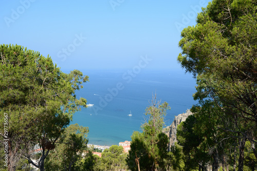 Beautiful view from the top of La Rocca mountain near the town of Cefalu. Sicily, Italy