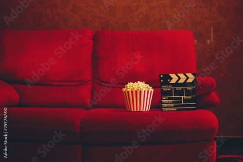 red sofa in cinema 