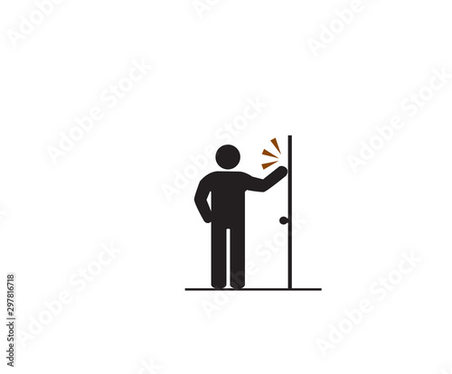 Please knock door, Accident Prevention signs, beware and careful rhombus Sign, warning symbol, vector illustration.