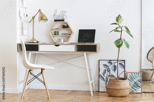 Modern home working place in scandinavian style
