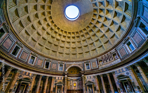 Wide Dome Pillars Altar Pantheon Rome Italy