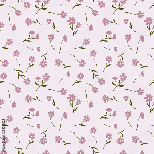Cute ditsy floral seamless pattern, hand drawn lovely flowers, great for textiles, wrapping, banners, wallpapers - vector surface design