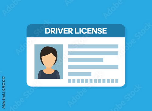 Car driver license woman flat icon