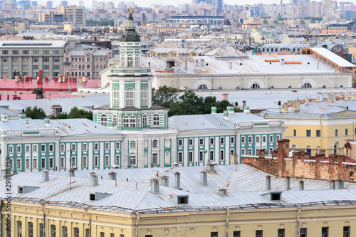 Landscape view of the rooftop of Saint Petersburg seen from the top of the dome of St. Isaac