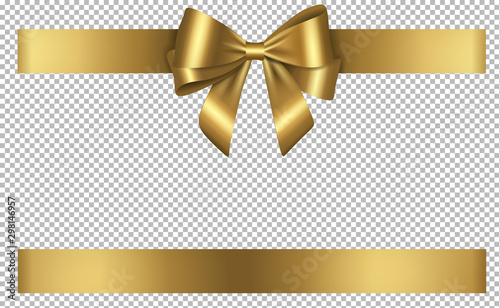 golden bow and ribbon for birthday and christmas decorations