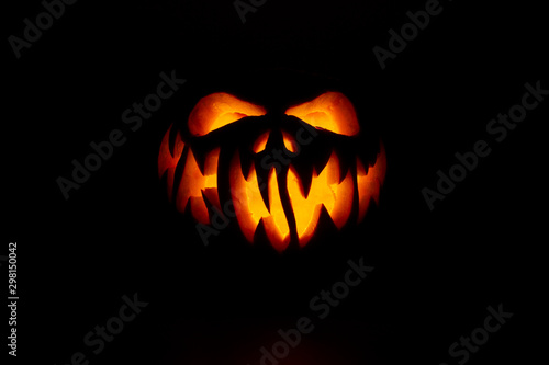 Real Jack O Lantern for halloween isolated on black background