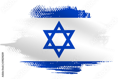 Malowana flaga Izraela na białym tle