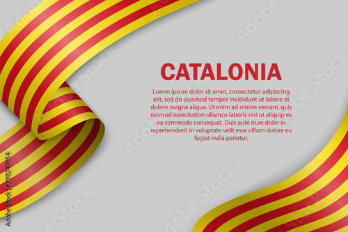 waving flag of Catalonia on white background
