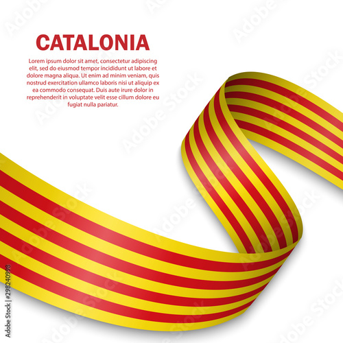 waving flag of Catalonia on white background