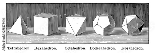 Regular Polyhedrons vintage illustration.