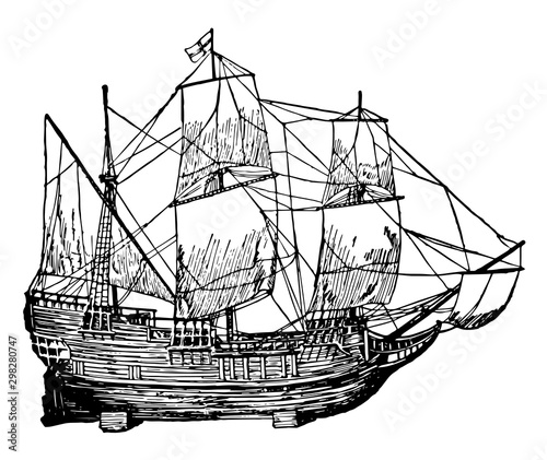 Mayflower vintage illustration