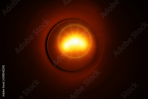 Glowing orange metal ball bokeh background