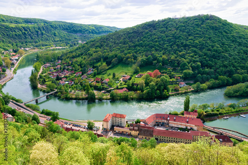 Landscape from Citadel of Besancon with River Doubs in Bourgogne