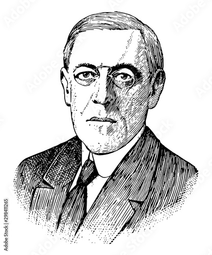 Woodrow Wilson, vintage illustration