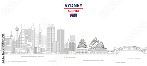 Sydney cityscape line art style vector illustration
