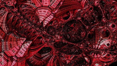 Abstract background, fantastic 3D structures, dark and bloody