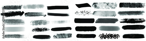 Black watercolor brush set for your design, vector.