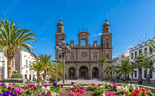 Krajobraz z Katedralnym Santa Ana Vegueta w Las Palmas, Gran Canaria, wyspy kanaryjska, Hiszpania