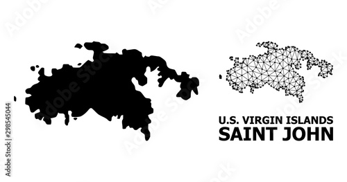 Solid and Wire Frame Map of Saint John Island