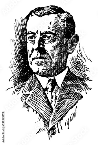 Woodrow Wilson, vintage illustration