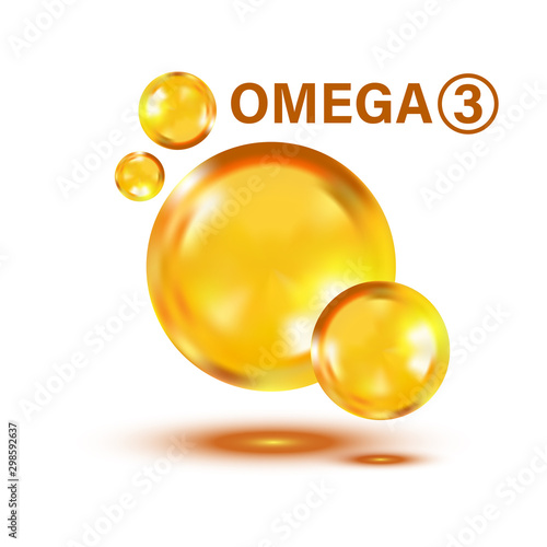 Omega 3 icon in flat style. Pill capcule vector illustration on white isolated background. Oil fish business concept.