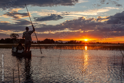 Safari guide with a tourist - Okavango Delta - Botswana