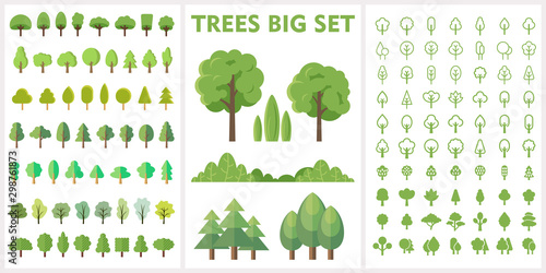 Set of forest and park trees for nature design