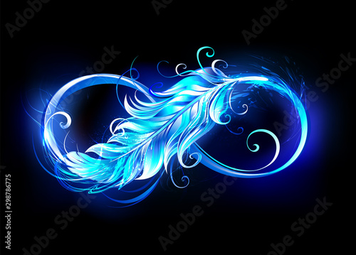 Fiery symbol of infinity with feather