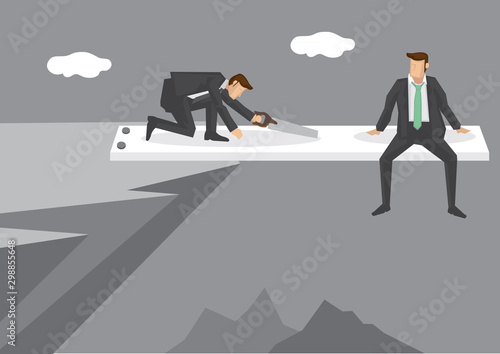 Businessman in Vulnerable Position Vector Illustration