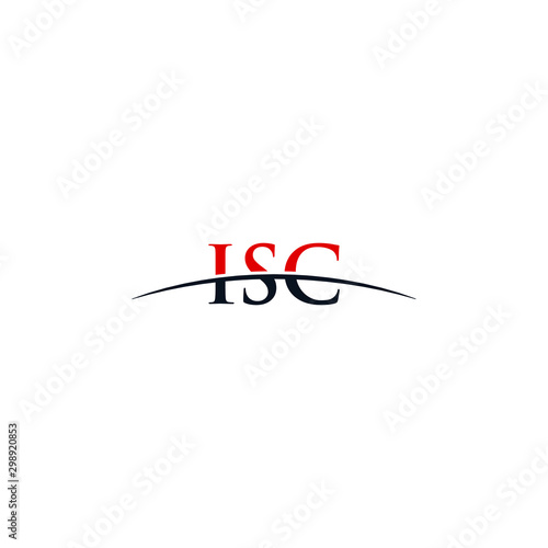 Initial letter ISC, overlapping movement swoosh horizon logo company design inspiration in red and dark blue color vector