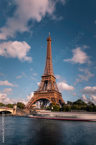 World famous Eiffel tower at the city center of Paris, France.