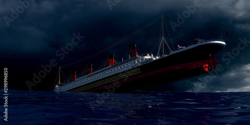 Extremely detailed and realistic high resolution 3d illustration of the old passenger ship Titanic