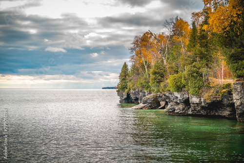 Fall landscape in Door County, Wisconsin, on the shores of Lake Michigan.