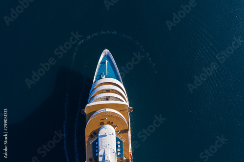 View of drone to passenger ship in sea