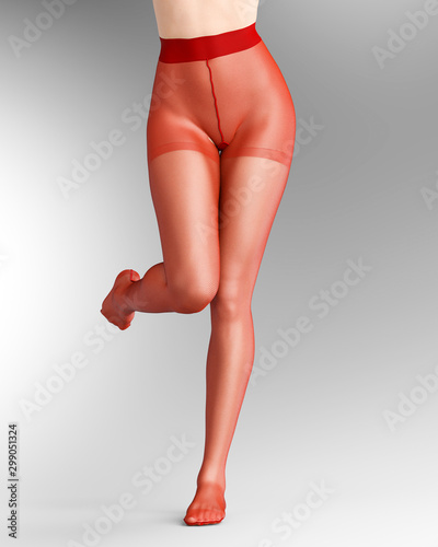 Long slender sexy legs woman nylon pantyhose.