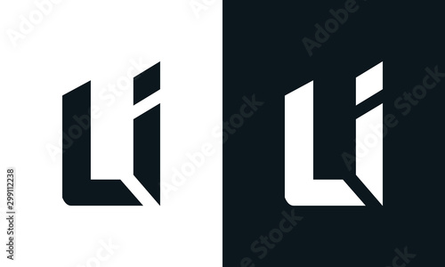Modern abstract letter LI logo. This logo icon incorporate with two abstract shape in the creative process.
