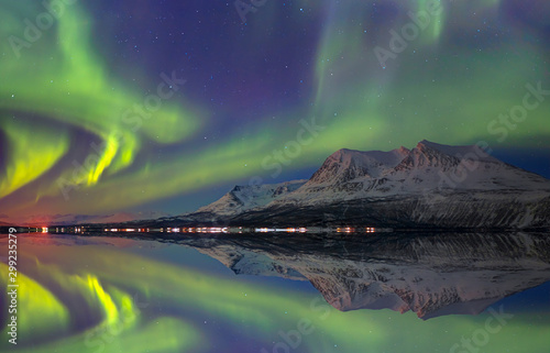Northern lights (Aurora borealis) in the sky over Tromso, Norway