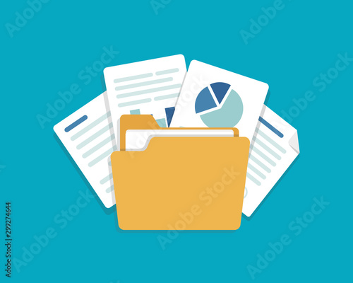 open folder icon. Folder with documents