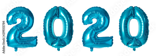 Blue number one balloon on white background