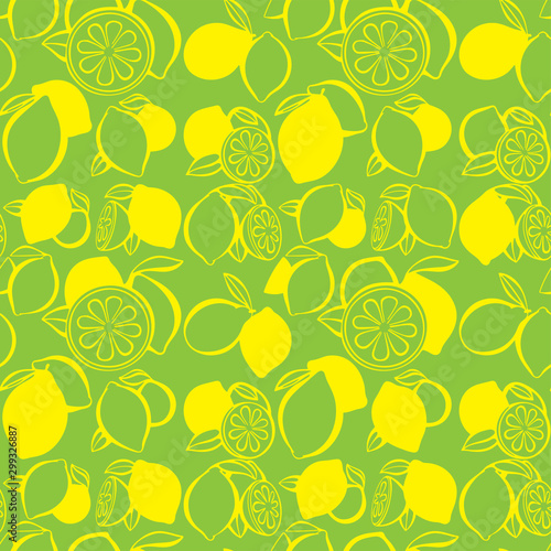 Lemons seamless pattern. Citrus endless background. Lemons background texture for print, textile, wrapping paper, wallpaper cover and design. Part of set.