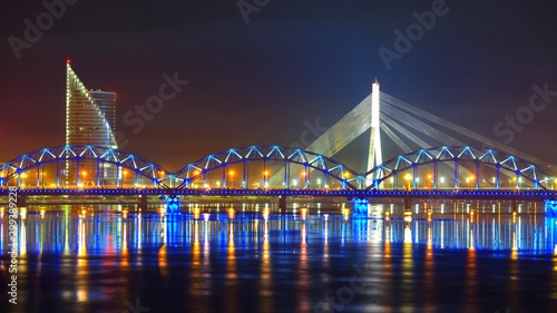 General view on Riga keypoints and Daugava river, Latvia