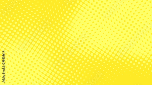 Modern yellow pop art background with halftone dots desing in comic style, vector illustration eps10