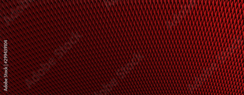 3d ILLUSTRATION, of abstract background, RED METAL MESHES texture, wide panoramic for wallpaper