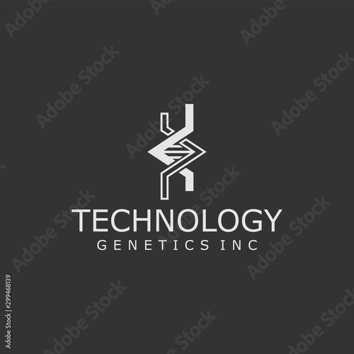 Deoxyribonucleic acid DNA logo icon simple minimalist business technology in the biology and life.