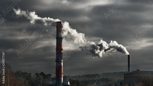 large central heating station in dramatic light. Vilnius, Lithuania