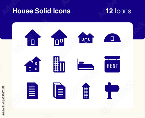 Simple set of vector solid icons of House. Usable for modern concepts, web, apps and flyer.
