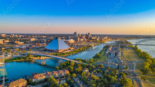 Memphis, Tennessee, USA Drone Skyline Aerial Panorama