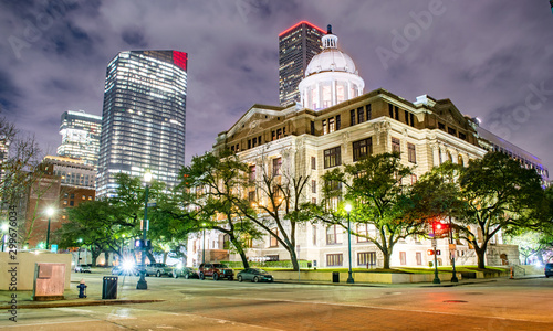 Justice Center in Houston at Night - Houston, Texas, USA