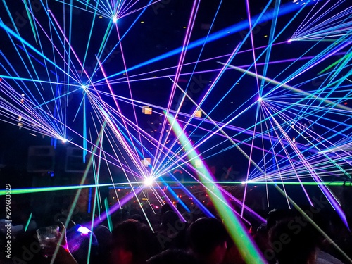 Colourful laser in a nightclub