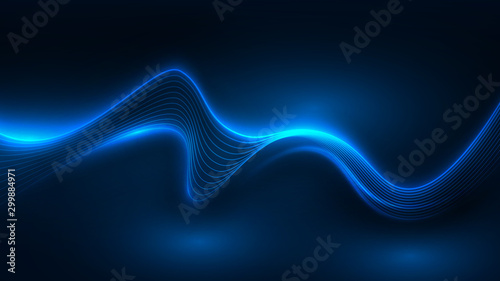 Blue light wave of energy with elegant lines